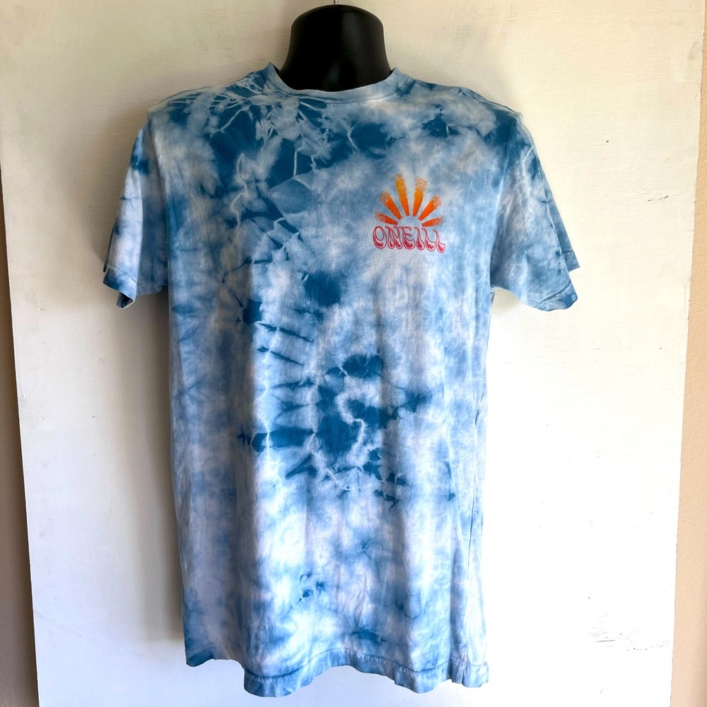O'Neill Blue and White Tie-Dye Short Sleeve Tee men’s Medium